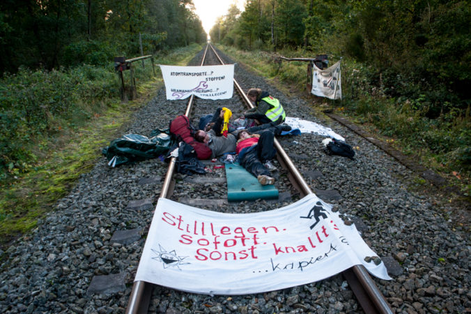 Uranzugblockade in Gronau 5.10.17, Bild: P. Numrich